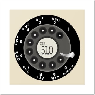 Rotary Dial Phone 510 California Area Code T-Shirt Posters and Art